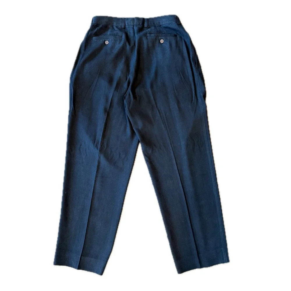 Tommy Bahama Relax Pleated Pants Mens 34 Black Silk Herringbone Quiet Luxury